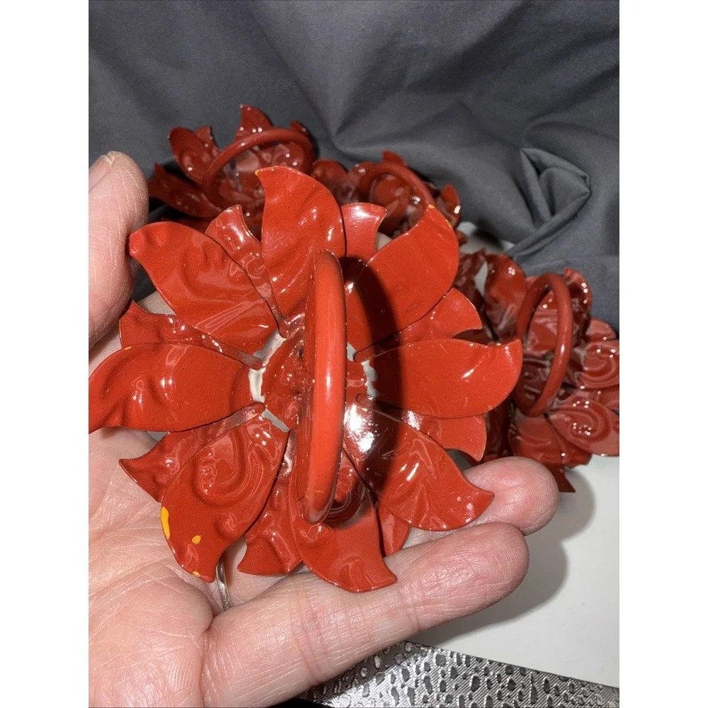 Pier 1 Imports Enamel Metal Napkin Rings Spring Summer Poppy Flowers Sunflower